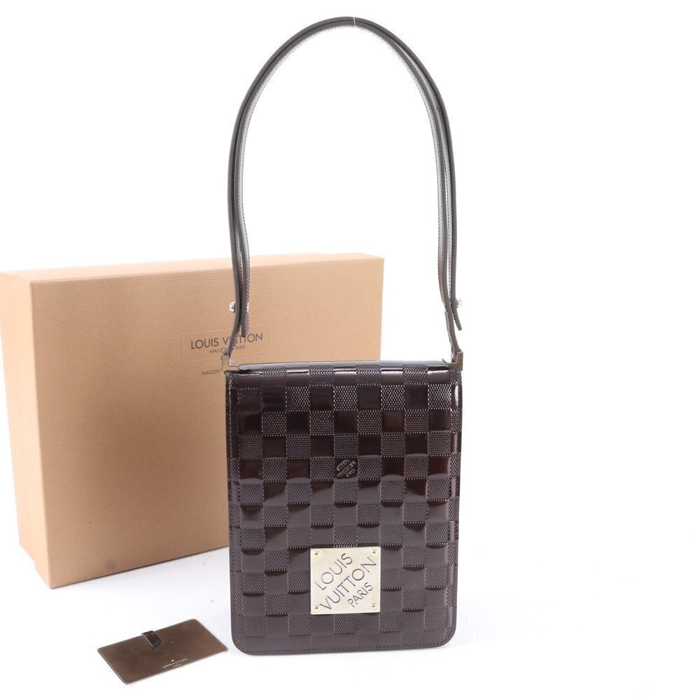 Louis Vuitton Crossbody Handbag Bag Vernis Damier Club WIM Leather Brown